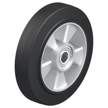 Styrehjul til jekketralle med gummibane og kulelager 200 × 50 mm – 500 kg
