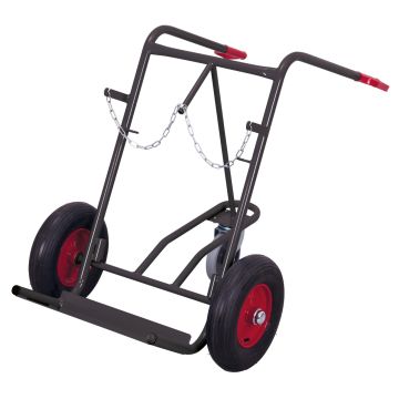 Gassflasketralle – 2 flasker, 40–50 L, 200 kg, støttehjul bak