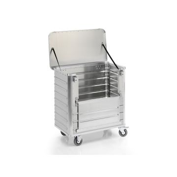 Transportvogn i aluminium med lokk | Serie D 3508 | 960 x 555 x 990 | 355 L | 250 kg