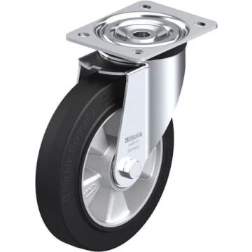 Svingbart gummihjul med kulelager 200 mm – 400 kg