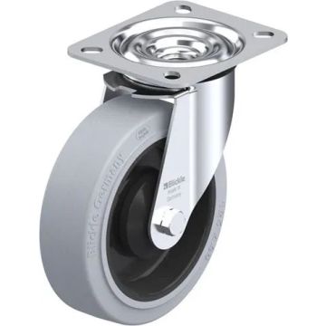 Svingbart svertefritt gummihjul med nylonfelg og kulelager 125 mm – 150 kg
