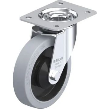 Hjul 160 mm med platefeste – elastisk grå gummibane, flere varianter