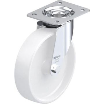 Svingbart nylonhjul med glidelager 200 mm – 300 kg