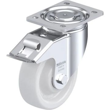 Svingbart nylonhjul med totalbrems og plate 150 mm – 800 kg