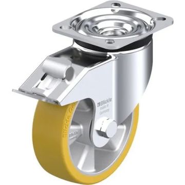 Svingbart hjul med brems, polyuretanbane og kulelager 125 mm – 350 kg