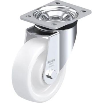 Svingbart nylonhjul med platefeste og kulelager 150 mm – 600 kg
