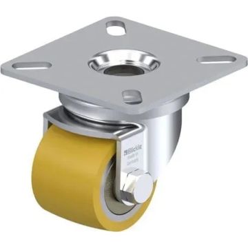 Svingbart hjul med platefeste – 35 mm hjuldiameter, polyuretanbane