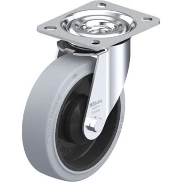 Hjul 125 mm med platefeste – elastisk gummibane, flere varianter