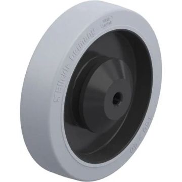Gummihjul med svertefri bane, nylonfelg og kulelager 160 mm – 320 kg