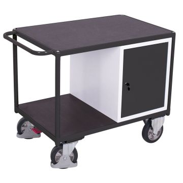 Verktøyvogn – 1000 kg, skap, 2 lastflater, EasySTOP