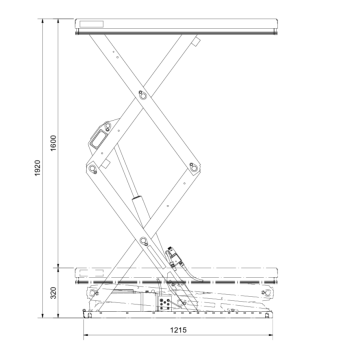 Løftebord TLD 1000XB – 1000 kg, 1600 mm løftebevegelse, 1300 x 1000 mm