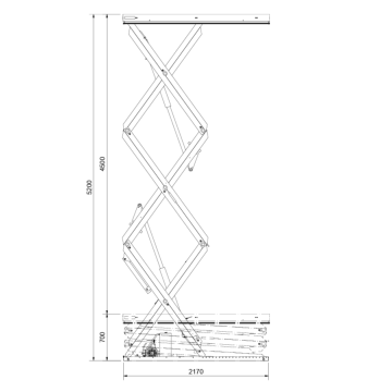Løftebord TST 2000 – 2000 kg, 4500 mm løftebevegelse, 2200 x 1200 mm