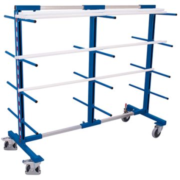 Grenreoltralle tosidig 840–2200 mm med brems – blå