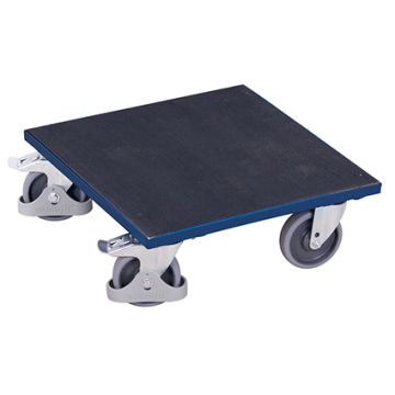 Trillebrett 500 × 500 mm med gummibelegg og brems – blå