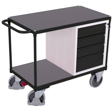 Verktøyvogn – 500 kg, 1 hylle og 4 skuffer, EasySTOP