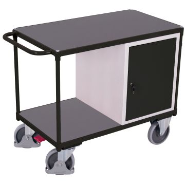 Verktøyvogn – 500 kg, 1 hylle og skap, EasySTOP