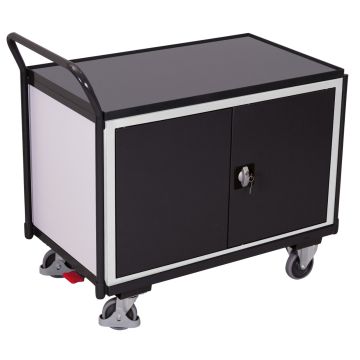 Verktøyvogn – 250 kg, skap med doble dører, EasySTOP