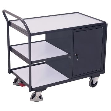 ESD-verktøyvogn – 250 kg, 2 hyller og skap, EasySTOP