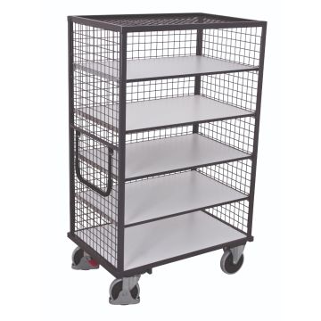 ESD-hyllevogn med netting og tak 1115 × 730 mm