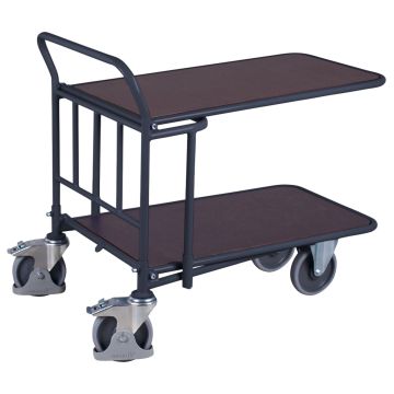 Cash & carry-tralle med 2 hyller 880 × 500 mm og brems – antrasittgrå Cash & carry-tralle med 2 hyller 880 × 500 mm og brems – antrasittgrå