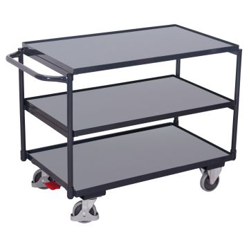 Trillebord med 3 hyller og brems 985×590 mm – antrasittgrå Trillebord med 3 hyller og brems 985×590 mm – antrasittgrå