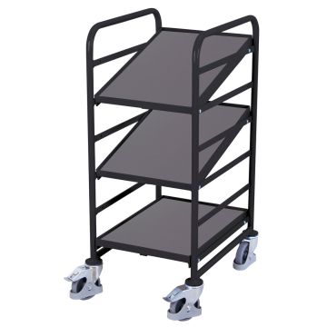 Eurokassevogn med 3 vippehyller og brems, 410×610 mm – antrasittgrå Eurokassevogn med 3 vippehyller og brems, 410×610 mm – antrasittgrå