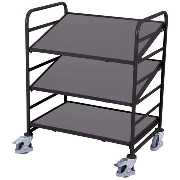 Eurokassevogn med 3 vippehyller og brems, 825×610 mm – antrasittgrå Eurokassevogn med 3 vippehyller og brems, 825×610 mm – antrasittgrå