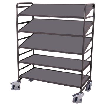 Eurokassevogn med 5 vippehyller og brems, 1240×610 mm – antrasittgrå Eurokassevogn med 5 vippehyller og brems, 1240×610 mm – antrasittgrå