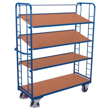 Hylletralle 1805 × 650 × 1855 mm, 4 hyller og brems – 400 kg
