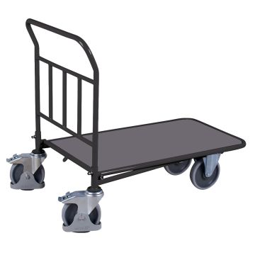 Cash & carry-tralle med MDF-plan 1030 × 700 mm og brems – antrasittgrå Cash & carry-tralle med MDF-plan 1030 × 700 mm og brems – antrasittgrå