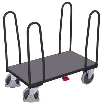Plattformvogn med 4 sidebøyler 1060 × 640 mm og brems – antrasittgrå Plattformvogn med 4 sidebøyler 1060 × 640 mm og brems – antrasittgrå