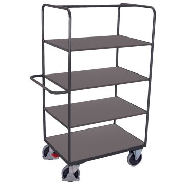 Hylletralle med nedfellbare hyller, 975×700 mm, brems – antrasittgrå