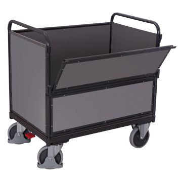 Kassevogn 1000×650 mm med nedfellbar side og brems – antrasittgrå Kassevogn 1000×650 mm med nedfellbar side og brems – antrasittgrå