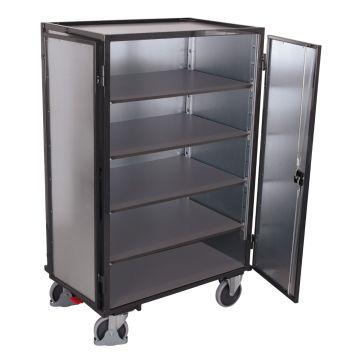 Hyllevogn med stålvegger 1000 × 660 mm, lås og brems – antrasittgrå