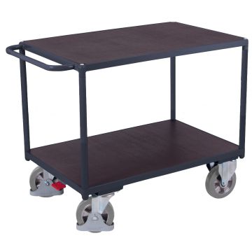 Trillebord 1660×800, 2 hyller, 1000 kg, brems – antrasittgrå