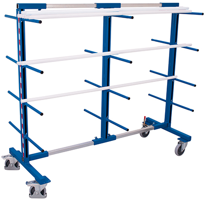 Grenreoltralle tosidig 840–2200 mm med brems – blå